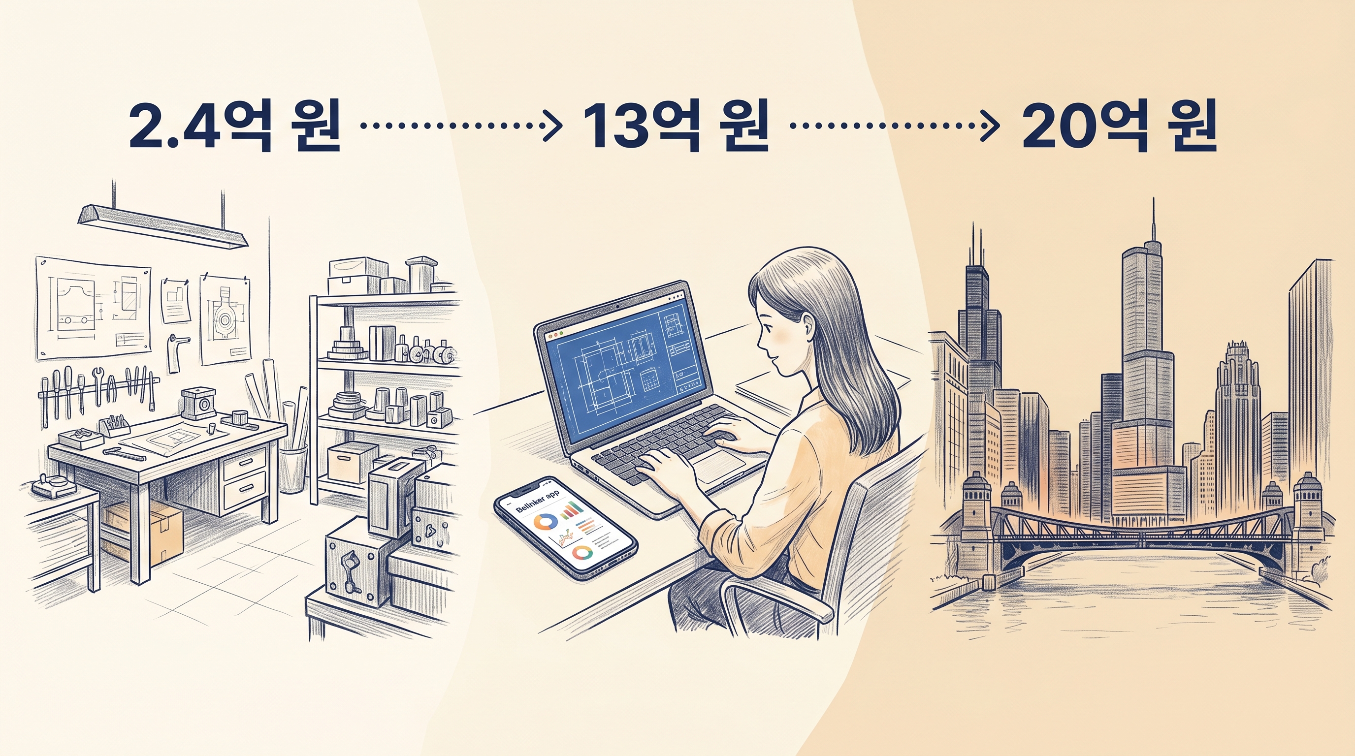 비링커 매출 성장 — 2.4억→13억→20억, 공장에서 시카고까지