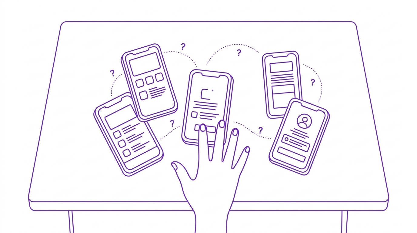 레퍼런스 앱이 흩어진 테이블