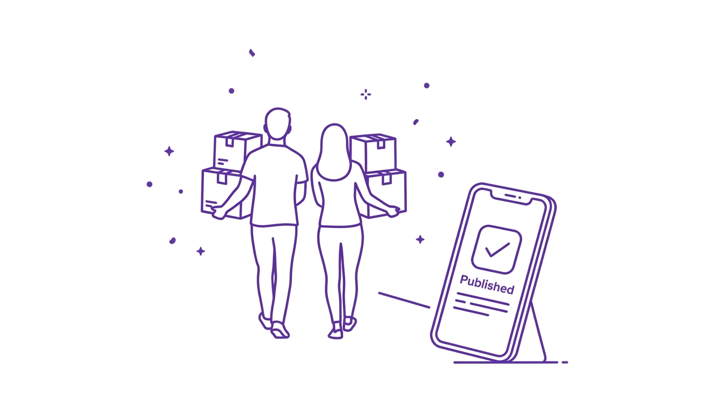 빵 박스를 들고 축하하는 부부