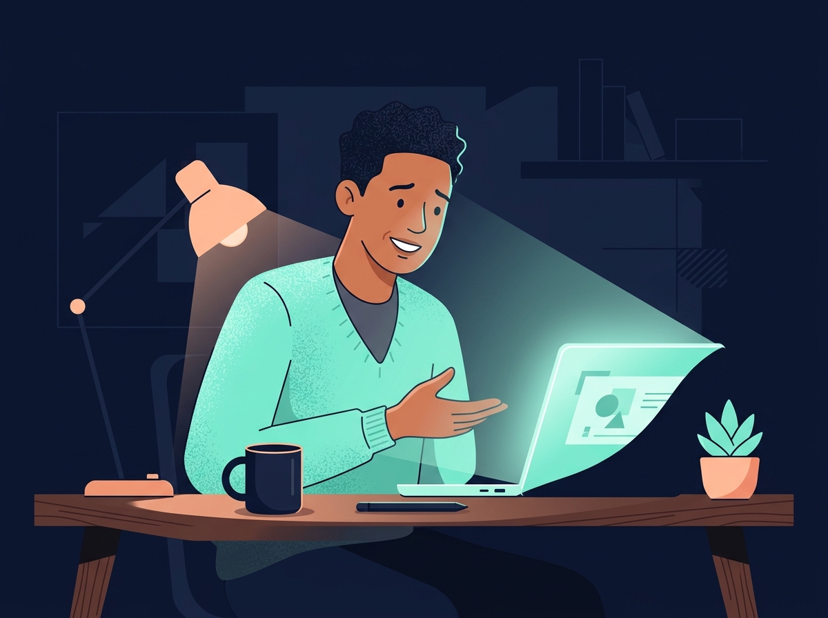 화면 공유로 자신이 만든 앱을 보여주는 장면