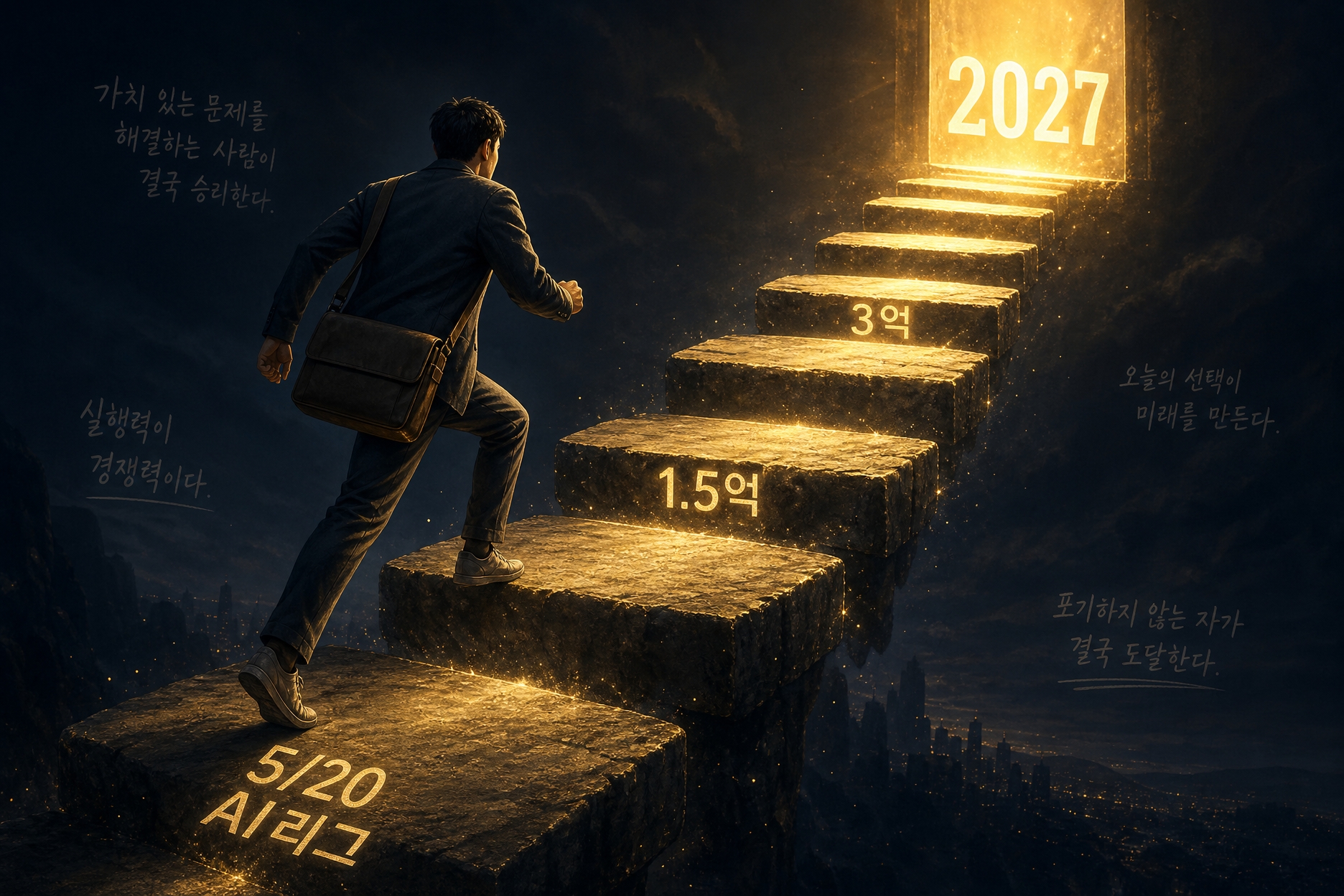 5/20 AI리그가 첫 디딤돌, 그 위로 1.5억·3억·2027 자동 트랙으로 이어지는 사다리