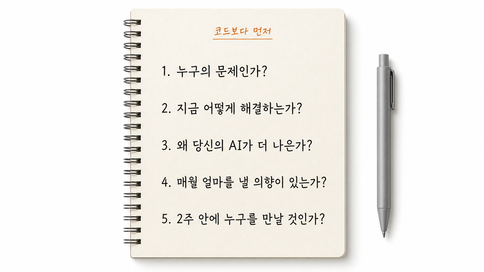 코드보다 먼저 답해야 할 다섯 가지 질문