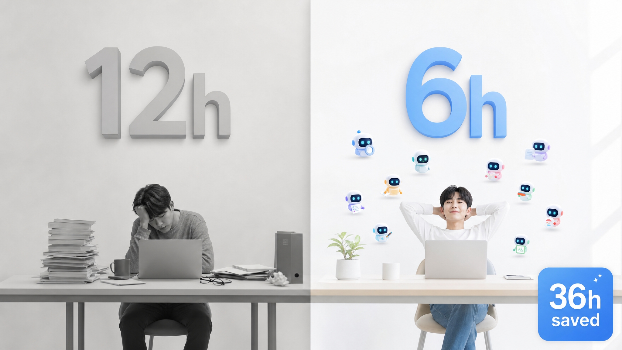 A 사장님 12시간 vs B 사장님 6시간, 10명의 AI 동료와 함께 36시간 단축