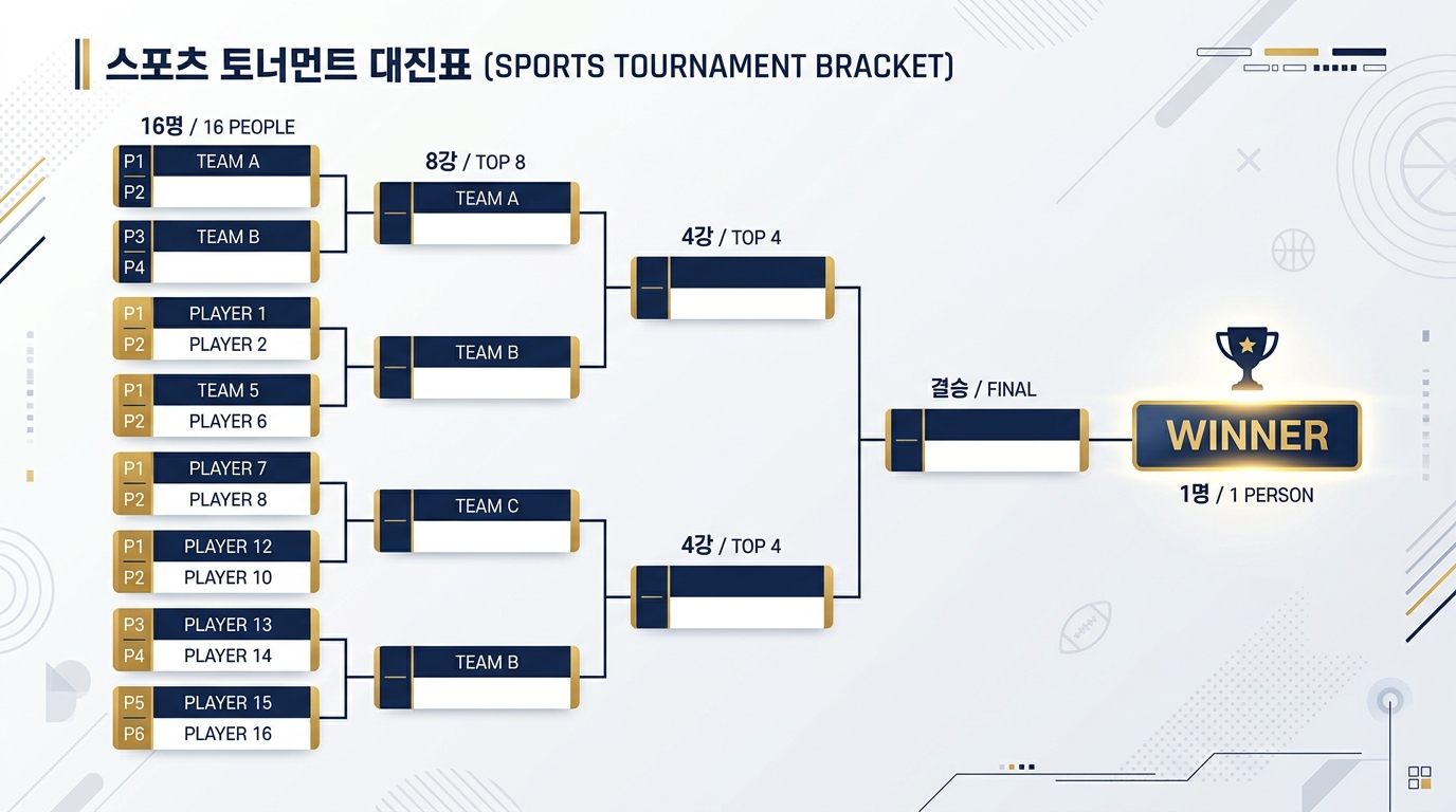 토너먼트 대진표 — 16명에서 1명까지