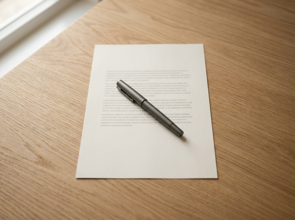 책상 위 견적서와 펜