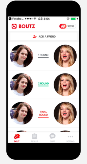 BOUTZ 앱 토너먼트 화면