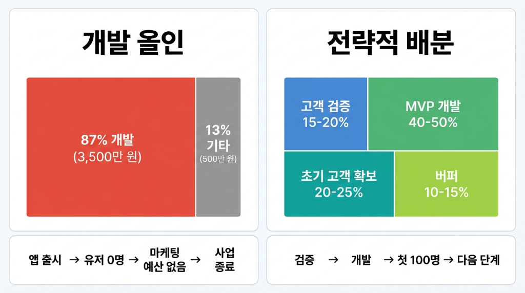 예산 배분 비교: 개발 올인 vs 전략적 배분