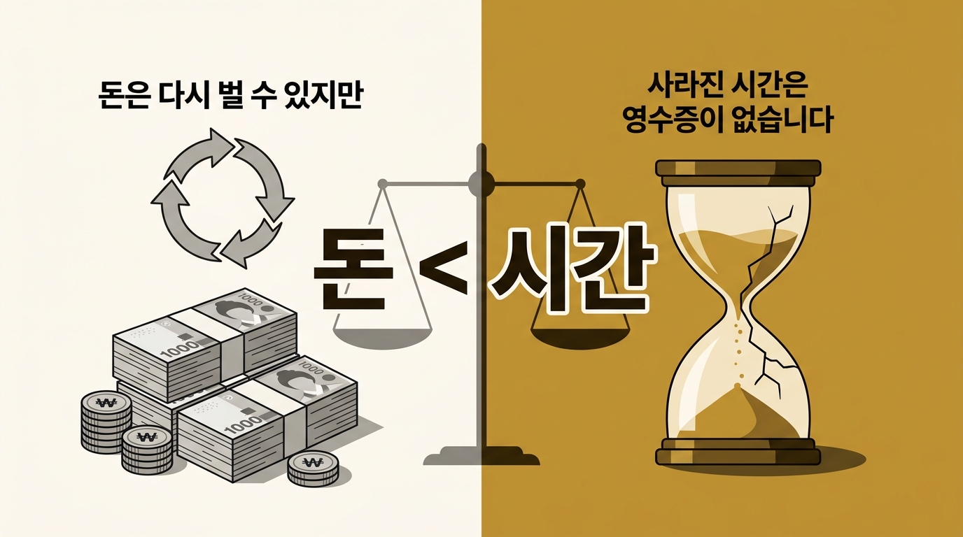 돈은 다시 벌 수 있지만 사라진 시간은 영수증이 없습니다