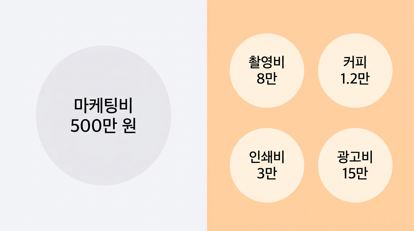 마케팅비 500만 원 안개 vs 항목별 쪼개기 지도