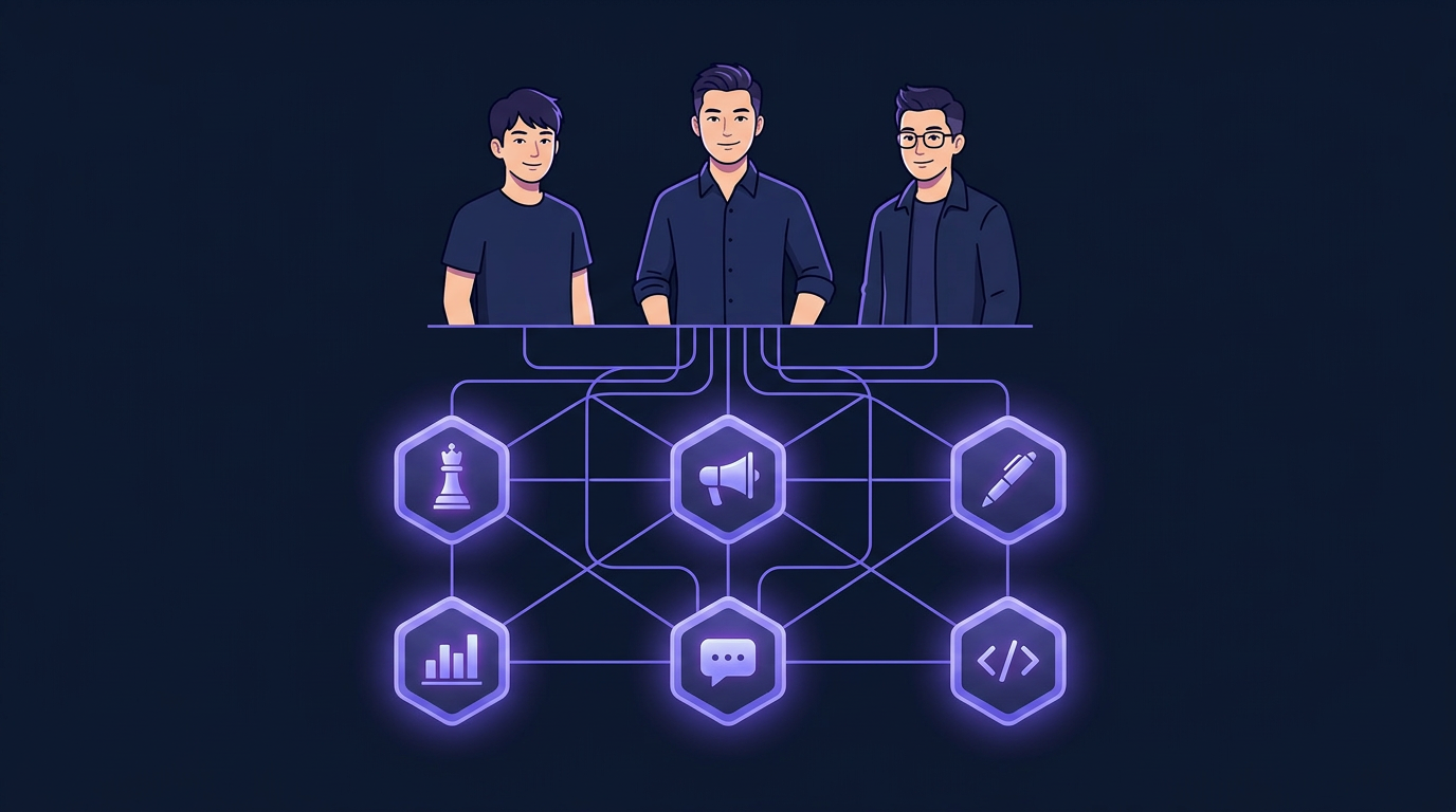 흐름소프트 팀 구조 — 3인 + AI 에이전트