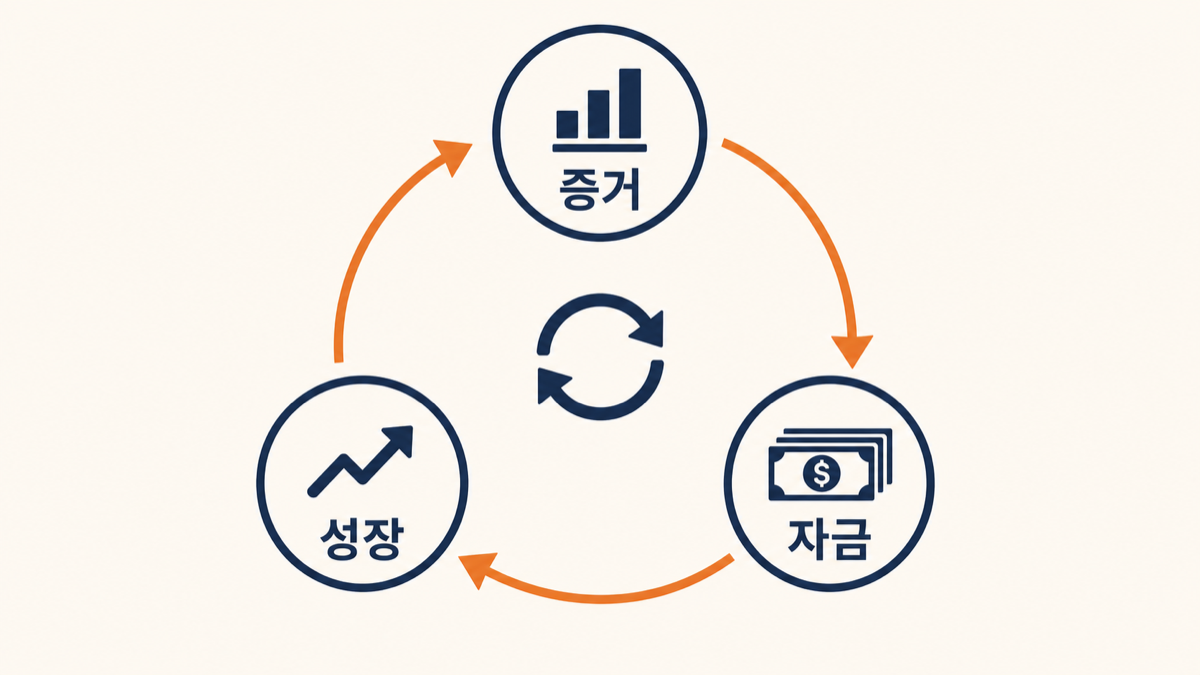 증거 → 자금 → 성장의 순환 구조
