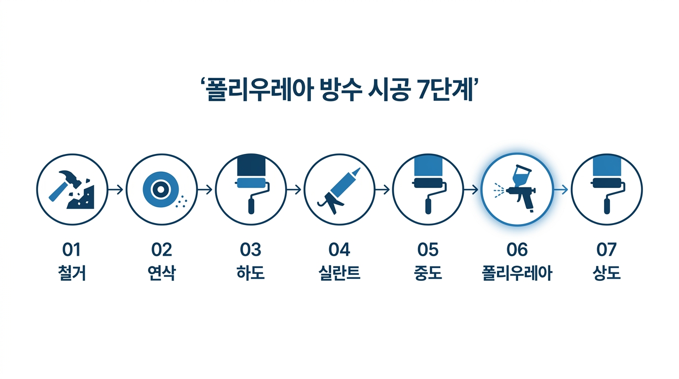 폴리우레아 방수 시공 7단계 프로세스