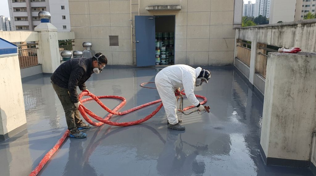 폴리우레아 도포 완료 후 바닥면