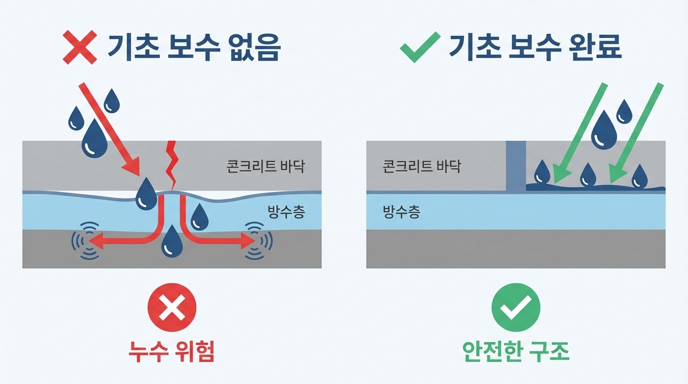 기초 보수의 중요성 - 단면도 비교
