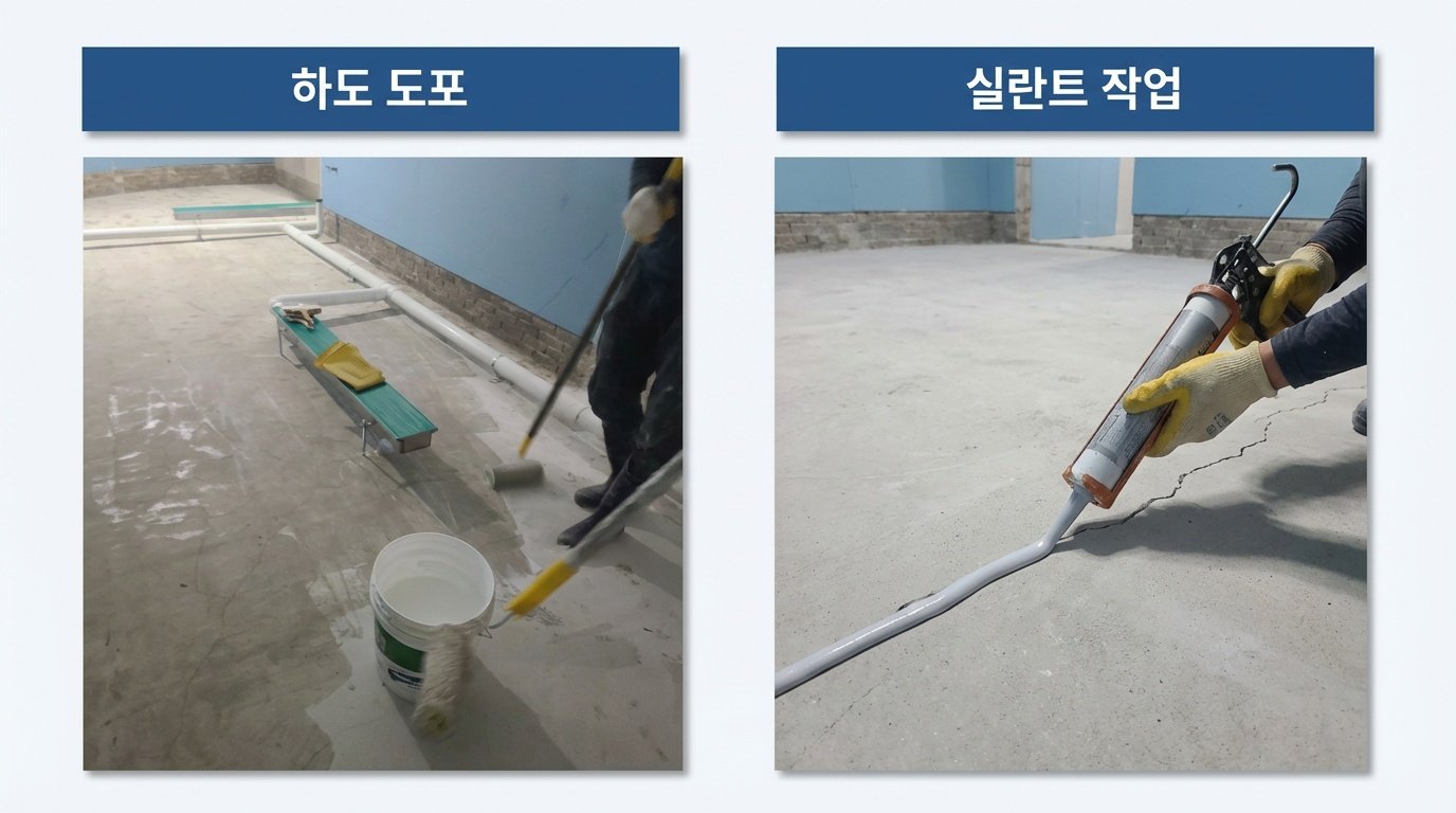 하도 도포 + 실란트 작업