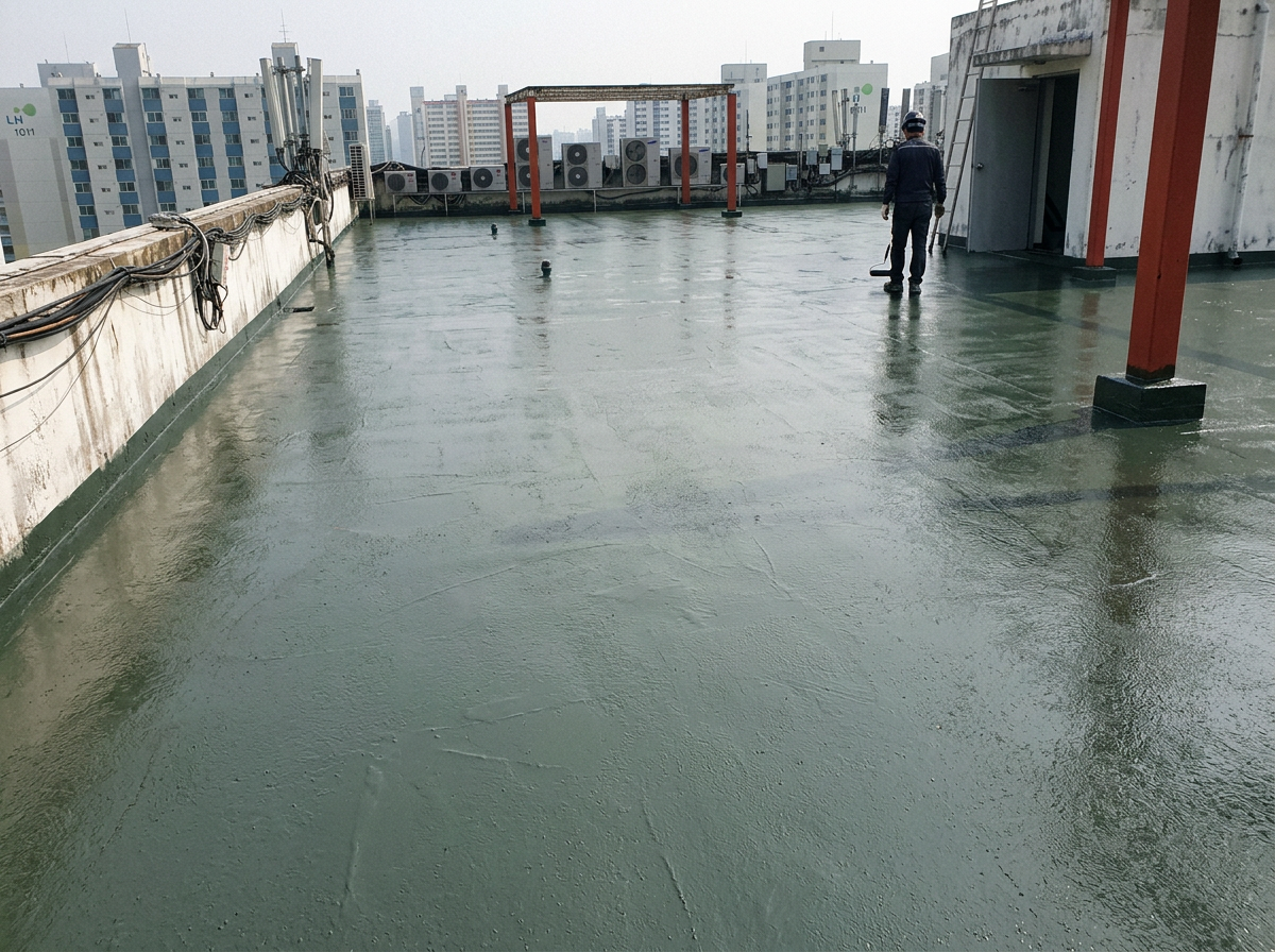 노출 우레탄 중도 시공 완료 전경