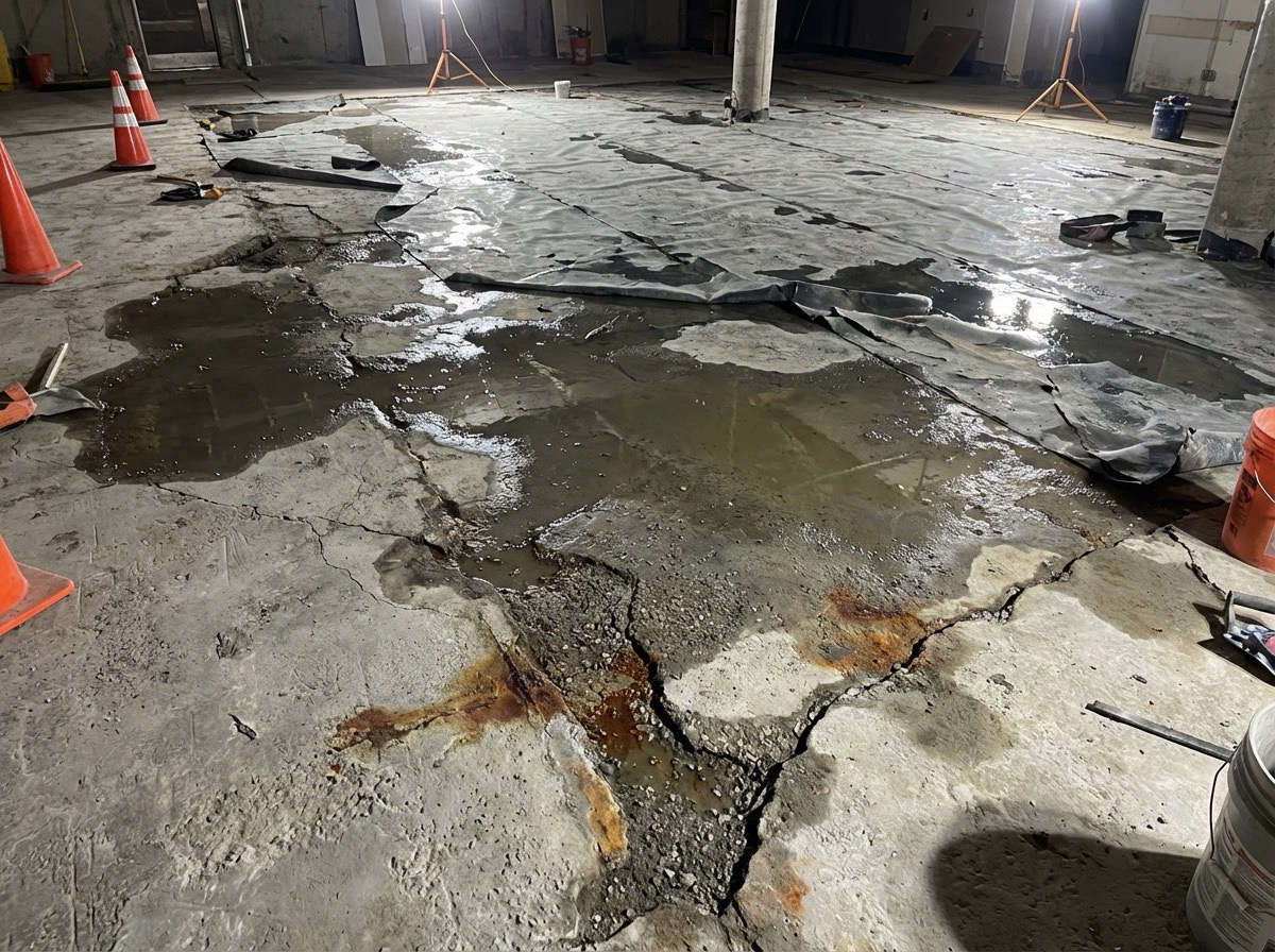 액체방수로 시공된 주방 바닥