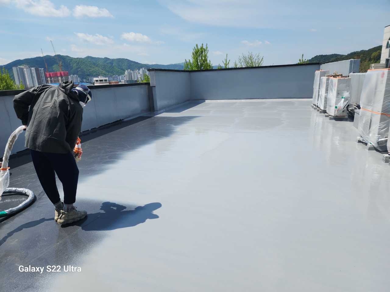 폴리우레아 방수 시공 현장